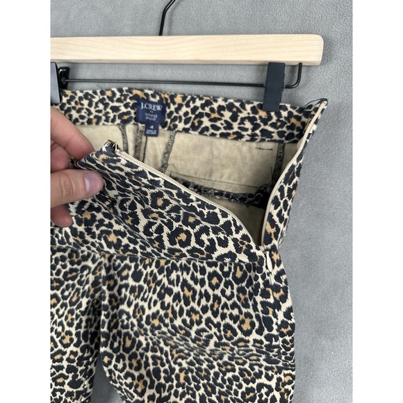 J.Crew Winnie Pants Womens 4 Leopard Print Stretch Cotton Side Zip Cropped - Picture 5 of 8